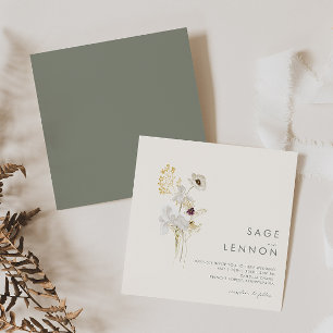 Wildflower Bouquet Ivory Square Kaart