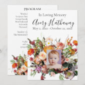 Wildflower Bouquet Photo Funeral Memorial Programm Kaart (Voorkant / Achterkant)