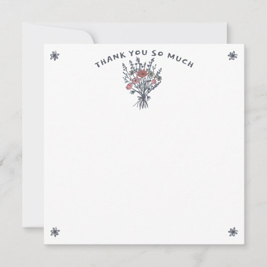 Wildflower Bouquet Rustic Whimsical Bridal Shower Bedankkaart (Voorkant)