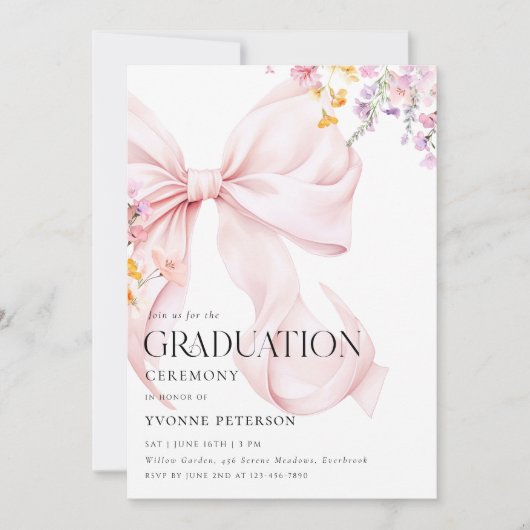 Wildflower & Bow Graduation Invitation (Devant)
