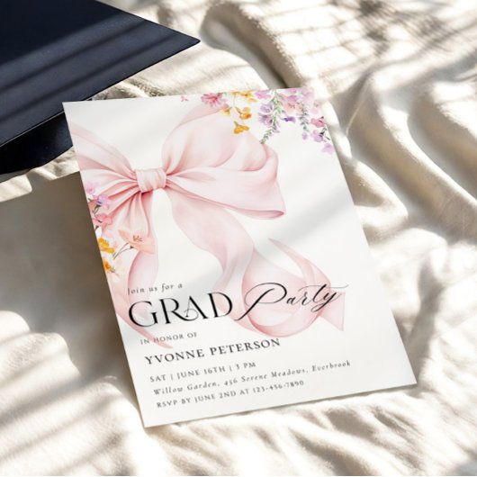 Wildflower & Bow Graduation Invitation