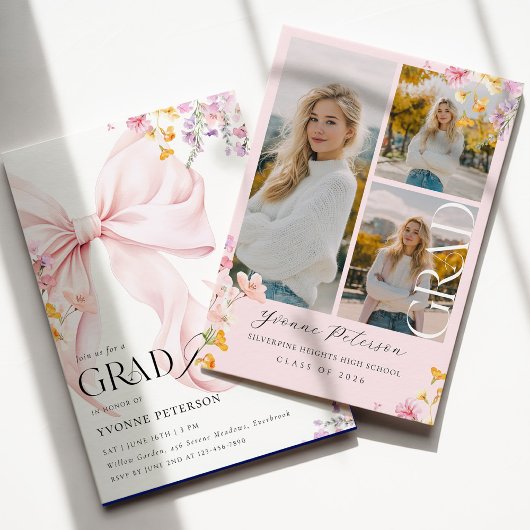 Wildflower & Bow Graduation Invitation