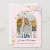 Wildflower & Bow Graduation Invitation Kaart (Achterkant)