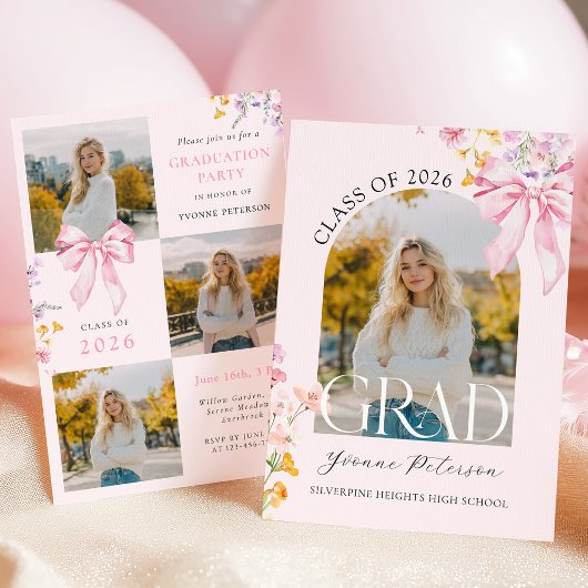 Wildflower & Bows Graduation Invitation
