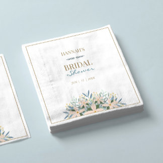 Wildflower Bridal Shower Elegant Name Date Napkins Servet