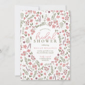 wildflower bridal shower invitation - pink (Devant)