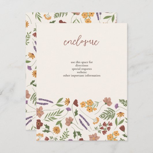 Wildflower Bruids Douche Uitnodiging Insert (Voorkant / Achterkant)