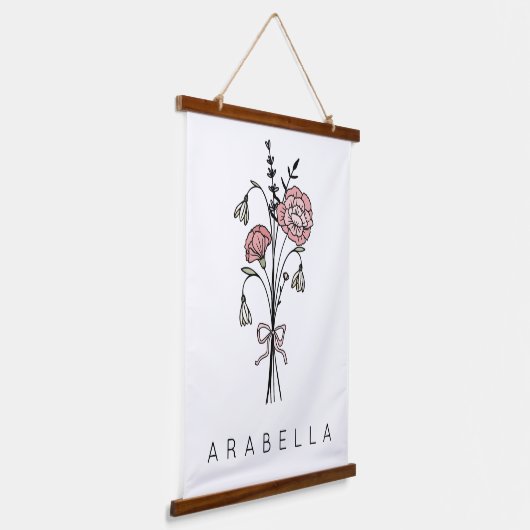 Wildflower bruidsmeisje naam hangend wandkleed (Gebogen)