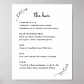 Wildflower bruiloft bar menu teken poster (Voorkant)