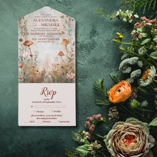 Wildflower bruiloft Boho Land All In One Uitnodiging