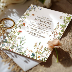 Wildflower Bruiloft Boho Land Bloemen Bruiloft Kaart