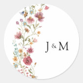 Wildflower bruiloft Classic Ronde Sticker (Voorkant)
