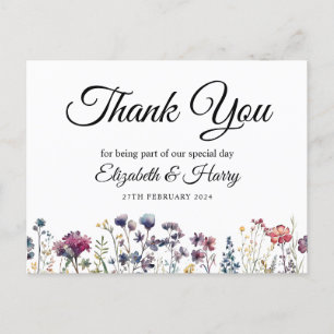 Wildflower bruiloft dank u Briefkaart
