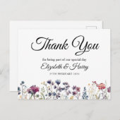 Wildflower bruiloft dank u Briefkaart (Voorkant / Achterkant)