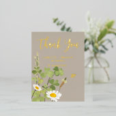 Wildflower bruiloft dank u goud folie uitnodiging briefkaart (Staand Voorkant)
