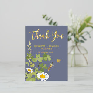 Wildflower bruiloft dank u goud folie uitnodiging briefkaart