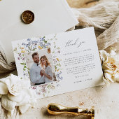 Wildflower bruiloft dank u kaart met foto Boho