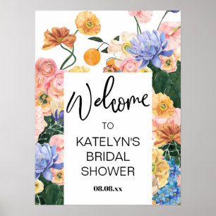 Wildflower Bruiloft Feest Welkomstbord Poster