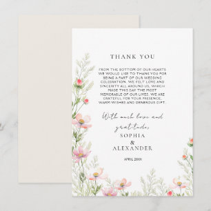 Wildflower bruiloft flat dank u kaart