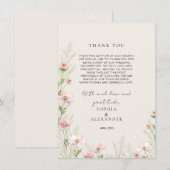 Wildflower bruiloft flat dank u kaart (Voorkant / Achterkant)