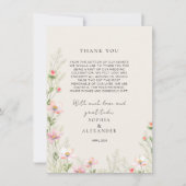 Wildflower bruiloft flat dank u kaart (Voorkant)