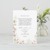 Wildflower bruiloft flat dank u kaart (Staand voorkant)