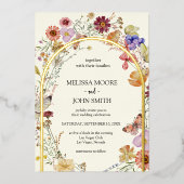 Wildflower bruiloft Folie Uitnodiging (Voorkant)