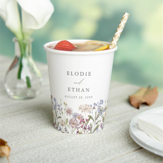 Wildflower bruiloft gepersonaliseerde papier cup b papieren bekers (Insitu)