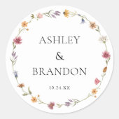 Wildflower bruiloft gunst envelop afdichtingen ronde sticker (Voorkant)