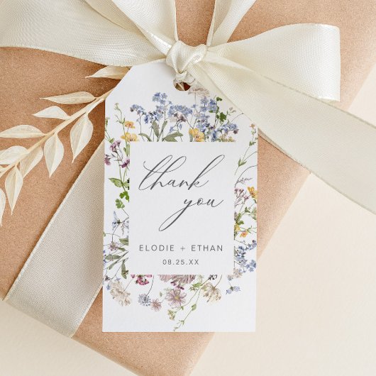 Wildflower bruiloft gunst Label dank u Floral Boho Cadeaulabel