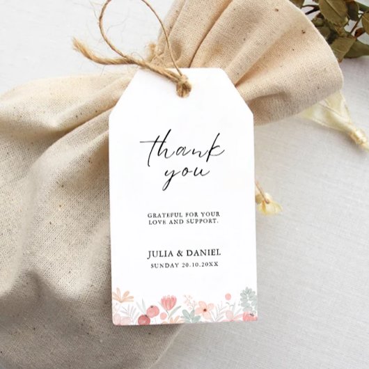 Wildflower bruiloft gunst Label Sjabloon, Cadeaulabel