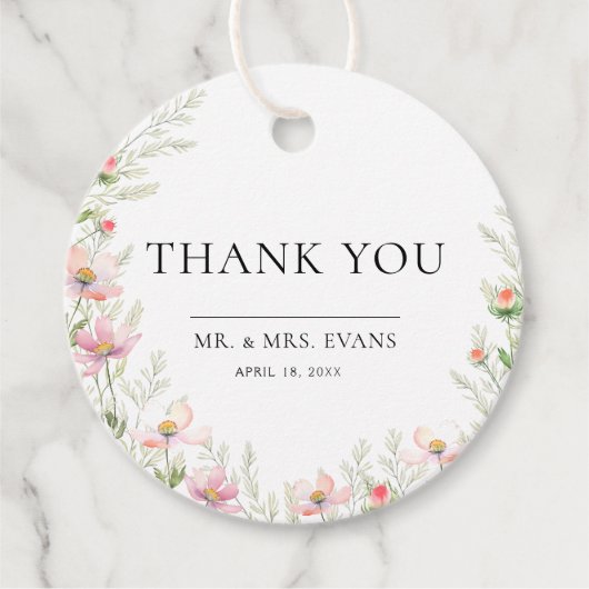 Wildflower bruiloft gunst Labels. Bedankjes Labels (Voorkant)