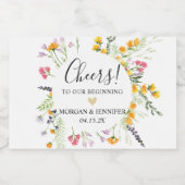 Wildflower bruiloft gunst Proost Mousserende Wijn Sparkling Wijnetiket (Enkel label)