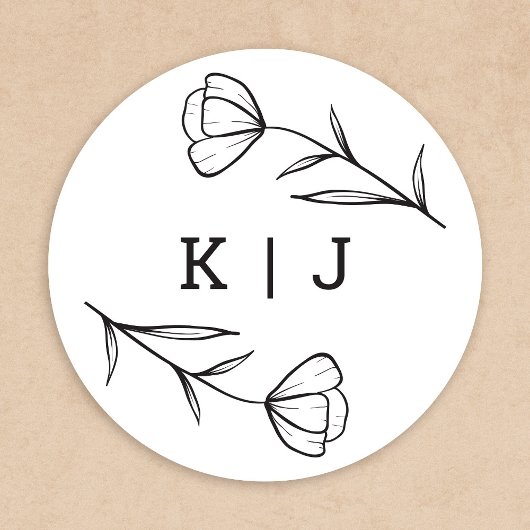 Wildflower bruiloft Monogram Sticker