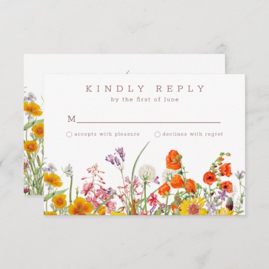 Wildflower bruiloft reactie Kaart (Voorkant / Achterkant)