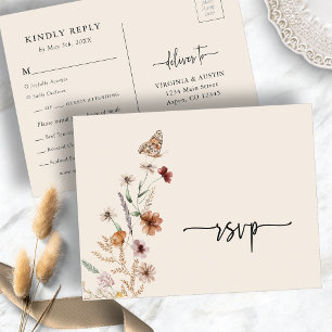 Wildflower Bruiloft RSVP Briefkaart