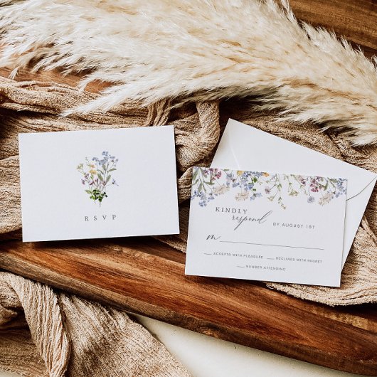Wildflower bruiloft RSVP Kaart Bloemen Reactie Kaa