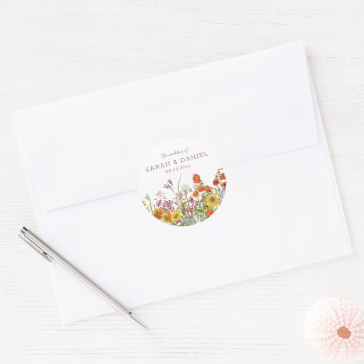Wildflower bruiloft stickers - bloem envelop zegel (Envelop)
