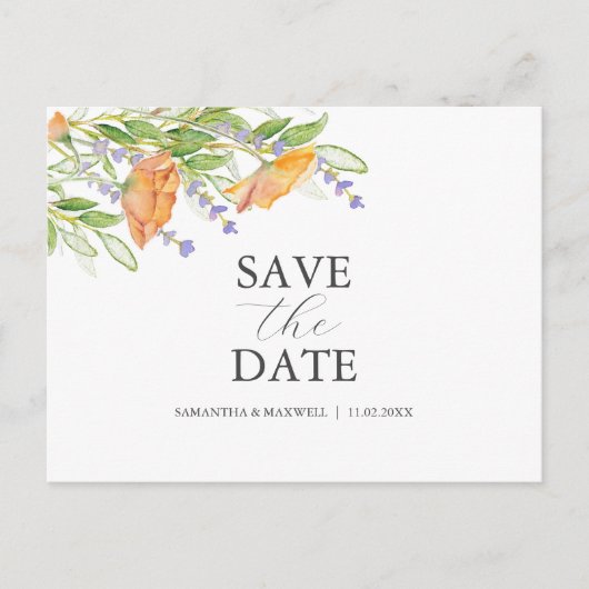 Wildflower bruiloft thema Bewaar de datum Briefkaart (Voorkant)