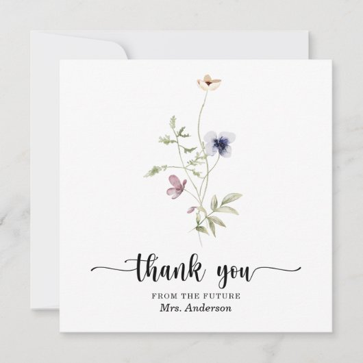 Wildflower Bruiloft Uitnodiging Dankkaart (Voorkant)