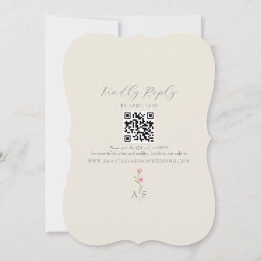 Wildflower bruiloft uitnodiging met QR-code (Achterkant)