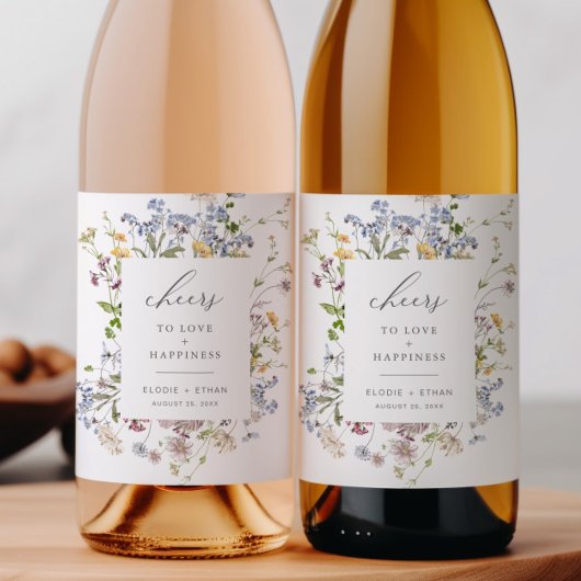 Wildflower bruiloft wijn fles label Floral Boho Etiket