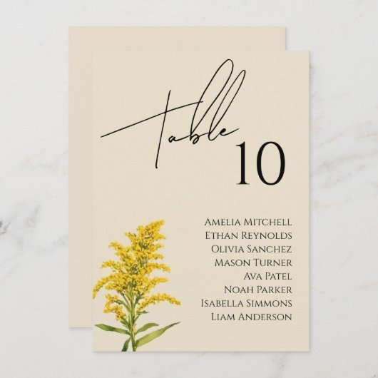 Wildflower bruiloft zitgrafiek Kaart (Voorkant / Achterkant)