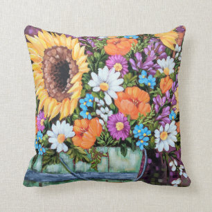"Wildflower Bucket Boeket" Worp Kussen