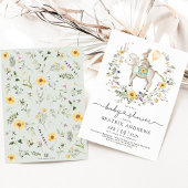 Wildflower Bunny Lamb ballon neutraal Baby shower Kaart