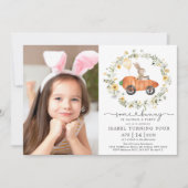 Wildflower Bunny Rabbit Paasdag Foto Kaart (Voorkant)