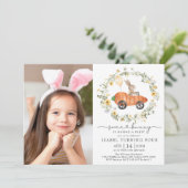 Wildflower Bunny Rabbit Paasdag Foto Kaart (Staand voorkant)