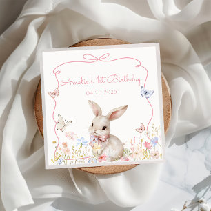 Wildflower Bunny Verjaardagspapier Servet