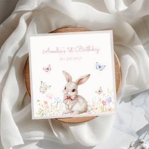 Wildflower Bunny Verjaardagspapier Servet