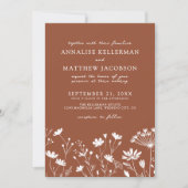Wildflower Burnt Orange Wedding Kaart (Voorkant)